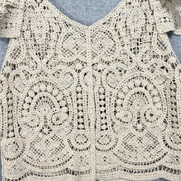 Crocheted Sleeveless Top Size S Cottagecore Beachy Bohemian Coconut Girl Retro - Picture 6 of 16